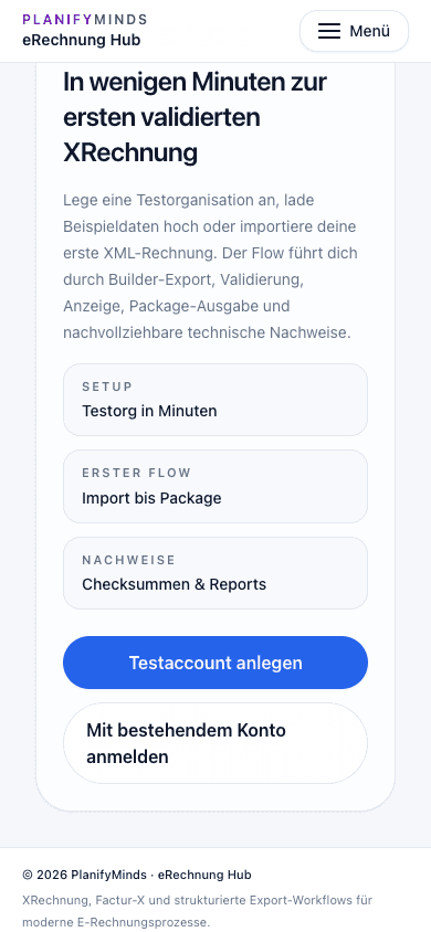 eRechnung Hub – mobiler Einstieg