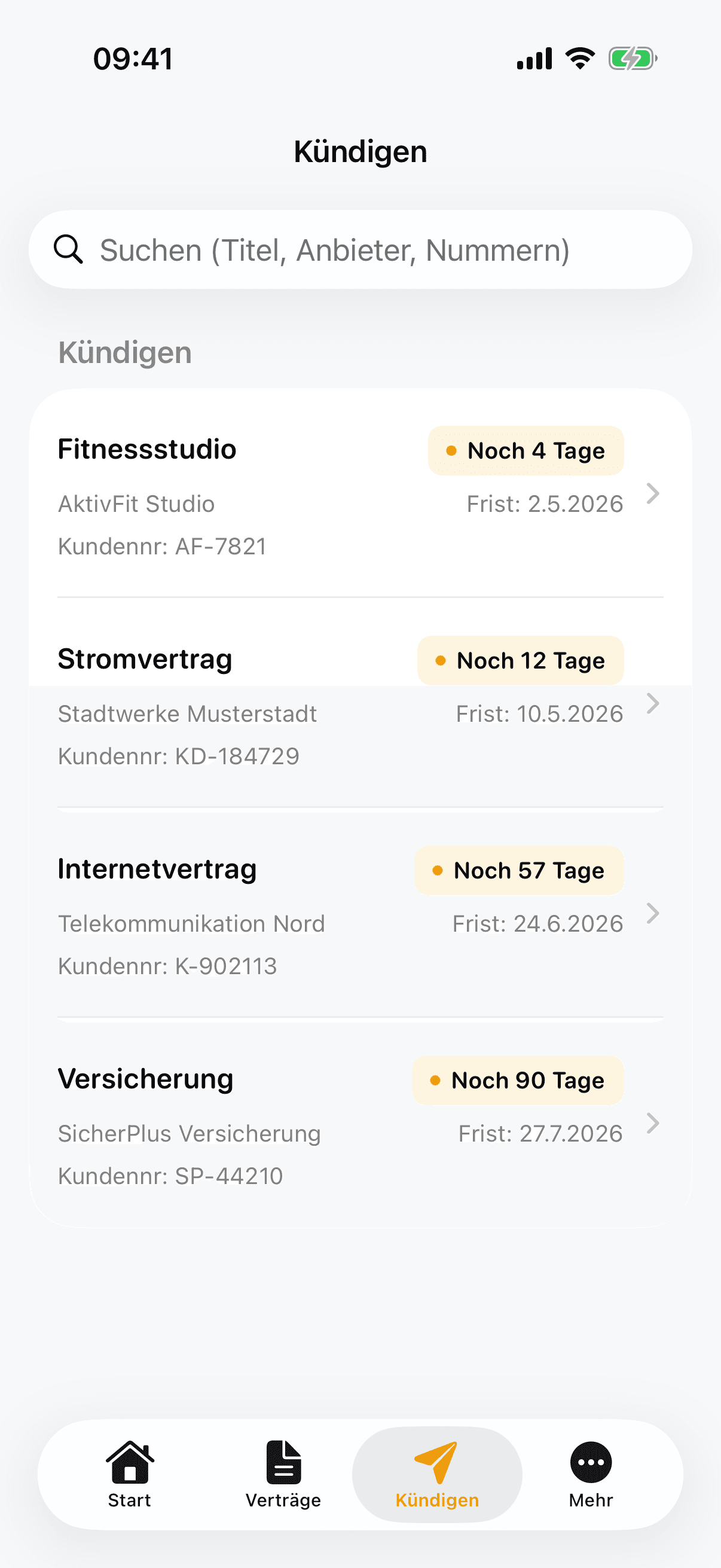 Kündigungsmanager – Fristen