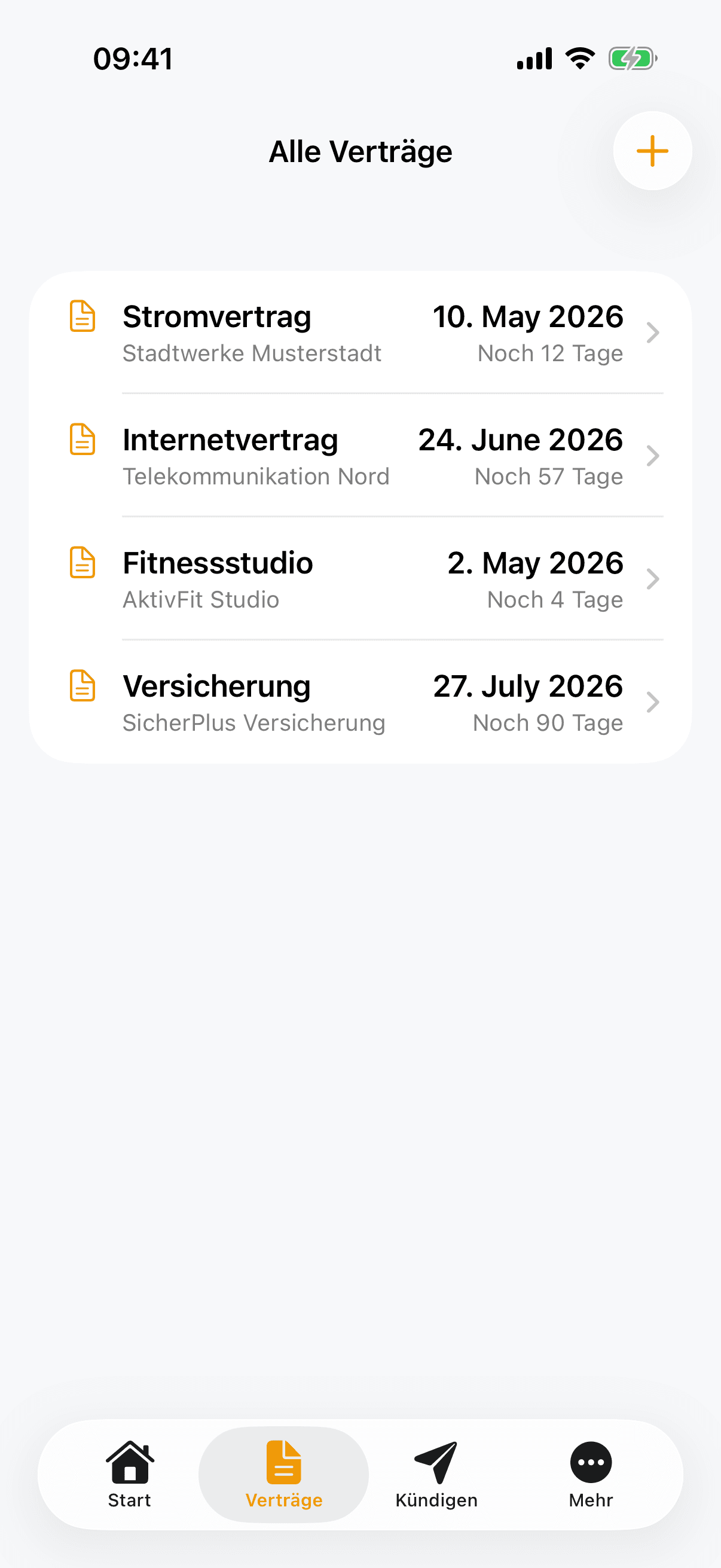 Kündigungsmanager – Verträge