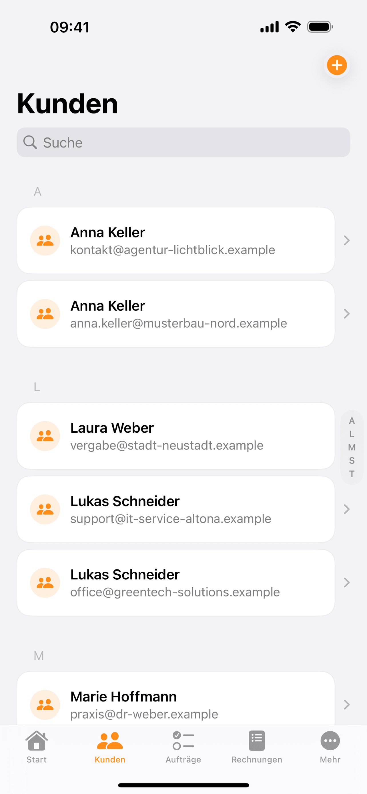 PlanifyMinds B2B – Kundenübersicht